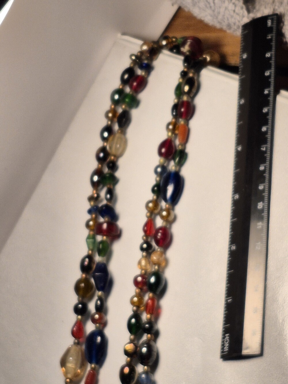 VTG 1920s Art Deco Czech Fruit Salad Glass Bead Continuous Loop Necklace 60 Inch